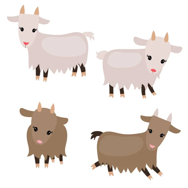 Set of cute goats — Stock Vector