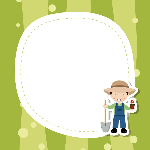 Carte de voeux avec garçon fermier mignon . — Image vectorielle