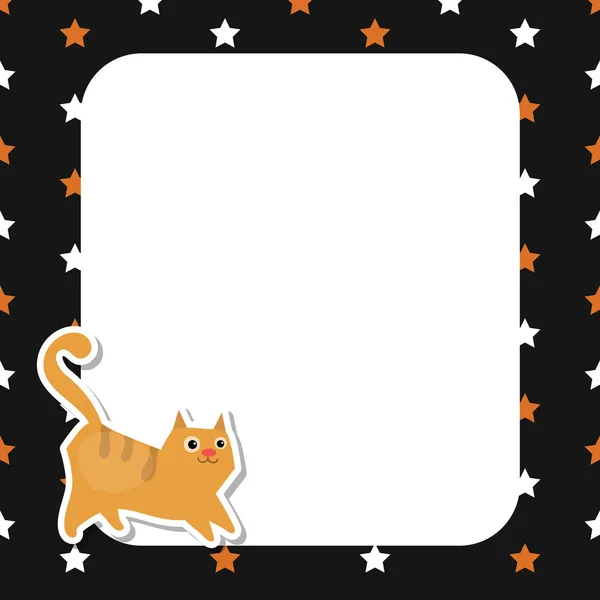 Cartão de saudação com gato bonito . — Vetor de Stock
