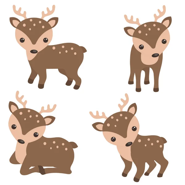 Set of cute reindeer — Stock Vector