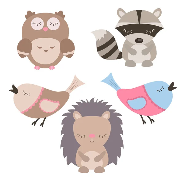 Conjunto de animales forestales . — Vector de stock