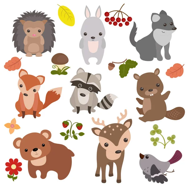 Conjunto de animales forestales . — Archivo Imágenes Vectoriales
