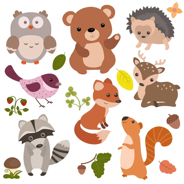 Ensemble d'animaux forestiers . — Image vectorielle