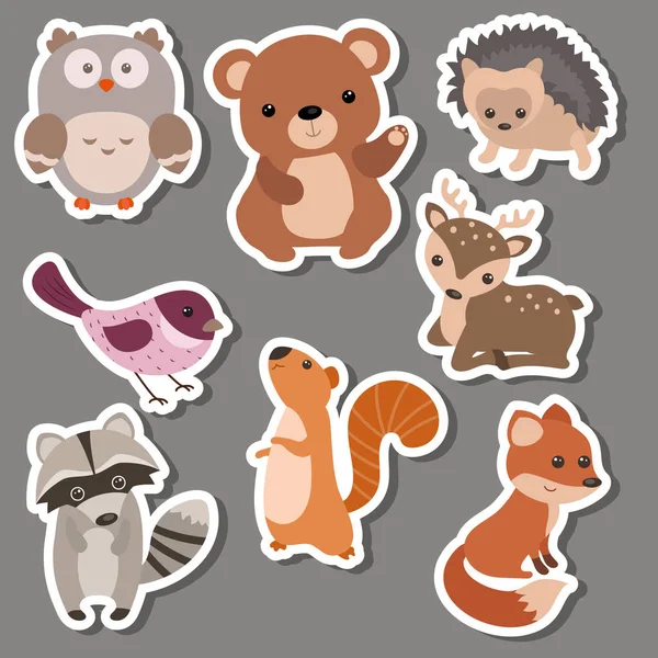 Bos dieren stickers. — Stockvector