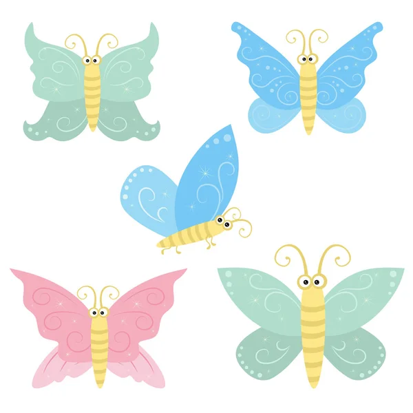 Colección de mariposa voladora — Vector de stock
