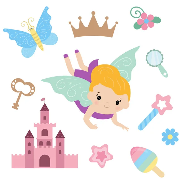 Fairy with magic design elements — Stock Vector