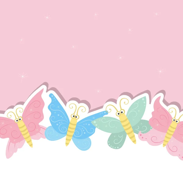 Tarjeta de felicitación con mariposas lindas . — Archivo Imágenes Vectoriales