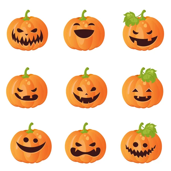 Ensemble de citrouilles pour Halloween — Image vectorielle