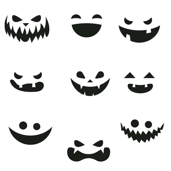 Ensemble de citrouilles souriantes — Image vectorielle