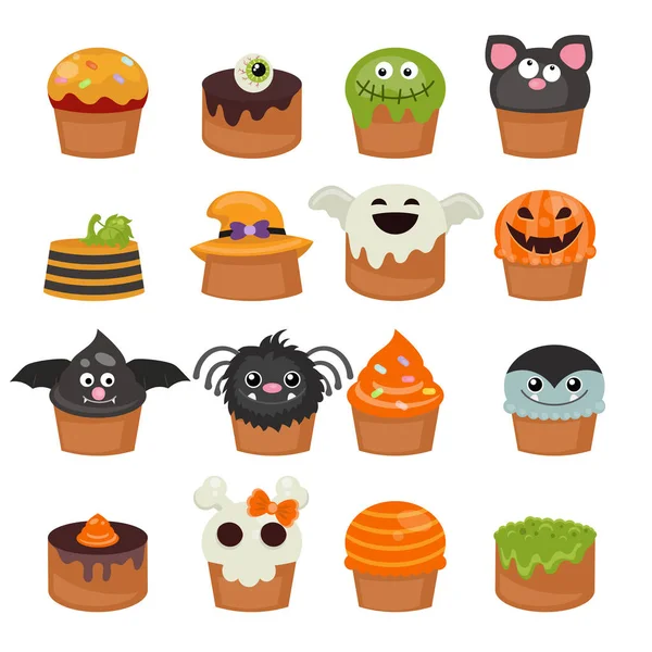 Ensemble de cupcakes d'Halloween — Image vectorielle