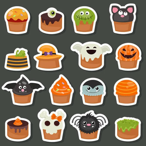 Ensemble de cupcakes d'Halloween — Image vectorielle