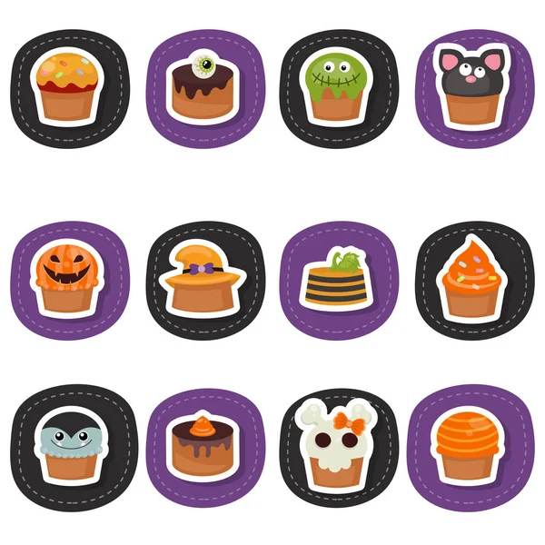 Zestaw cupcakes halloween — Wektor stockowy