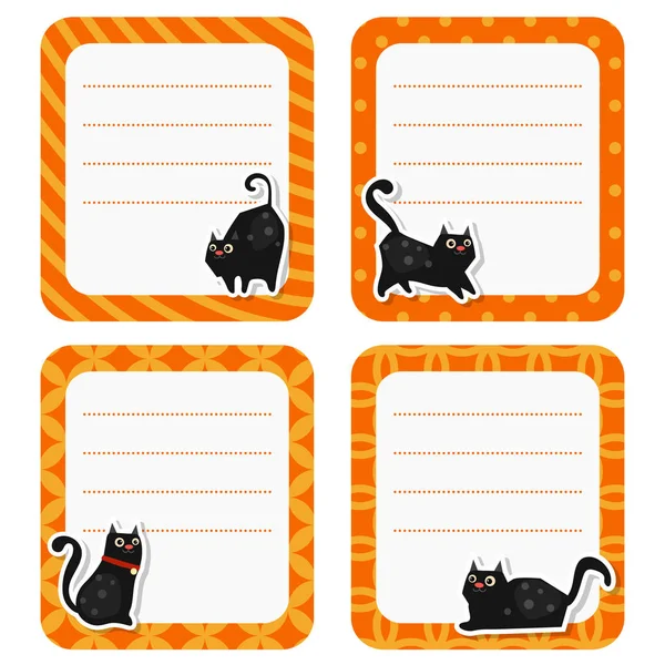 Cartões bonitos ou adesivos com gato . — Vetor de Stock