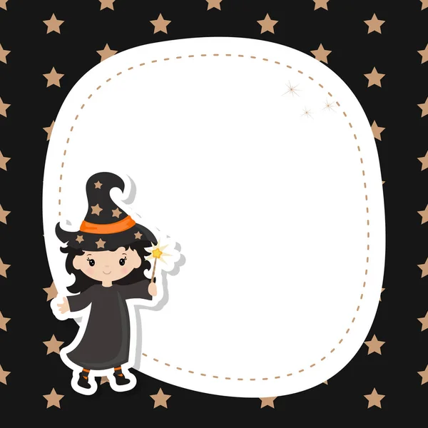 Greeting card with cute witch. — Stock Vector