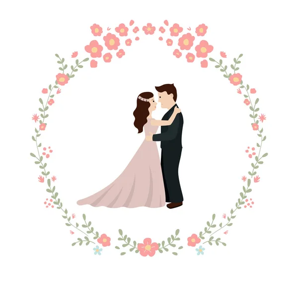 Düğün çift gelin ve damat — Stok Vektör