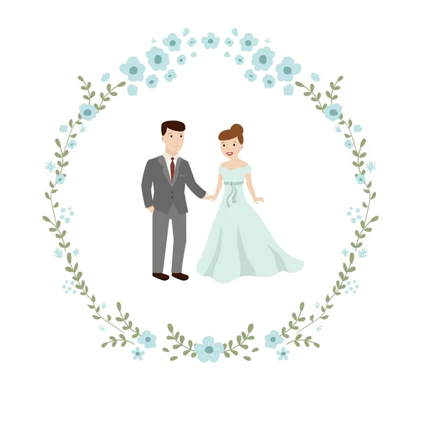 Bröllop par bruden och brudgummen — Stock vektor