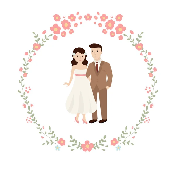 Boda pareja novia y novio — Vector de stock