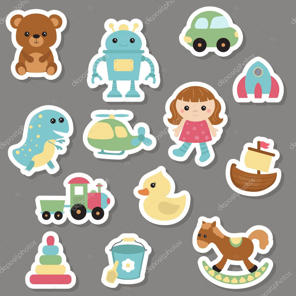Collection of toys icons