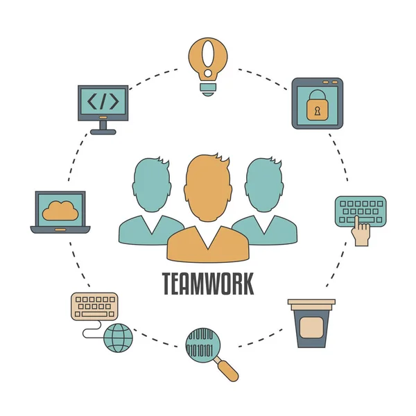 Concepto de trabajo en equipo con las personas — Vector de stock