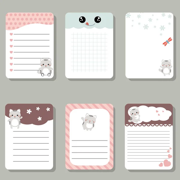 Χαριτωμένο κάρτες ή αυτοκόλλητα με γάτες. — Διανυσματικό Αρχείο