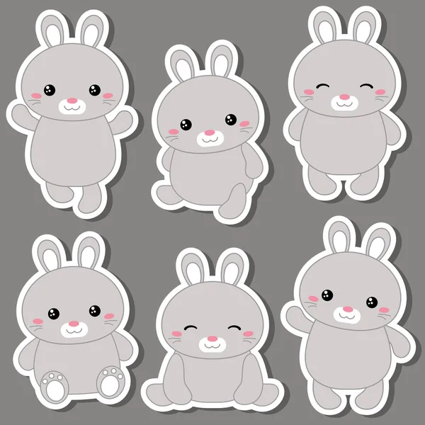 Sada roztomilých králíků — Stockový vektor