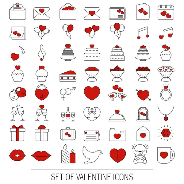 Valentine icons set — Stock Vector