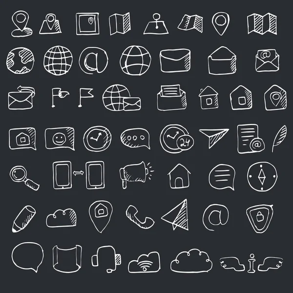 Conjunto de ícones de contatos desenhados à mão — Vetor de Stock