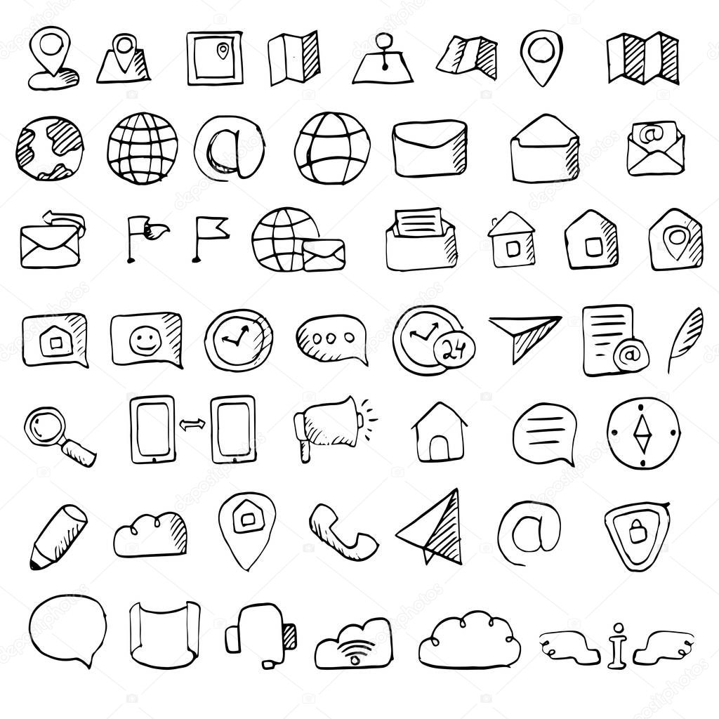Hand drawn contacts icon set