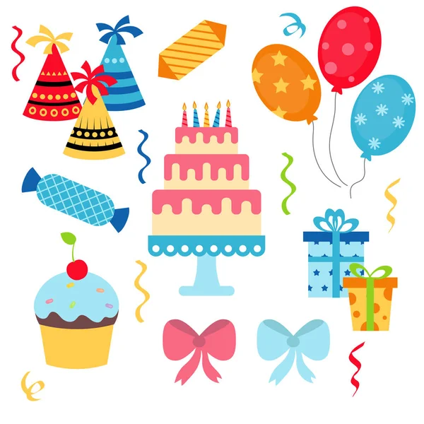 Conjunto de iconos de feliz cumpleaños — Vector de stock