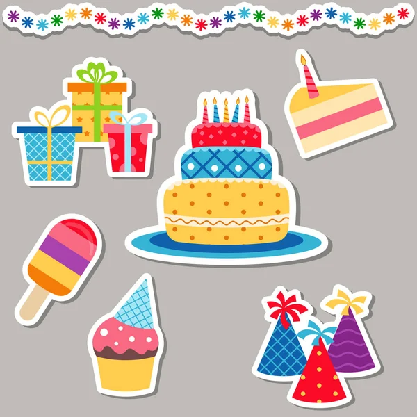 Conjunto de iconos de feliz cumpleaños — Archivo Imágenes Vectoriales