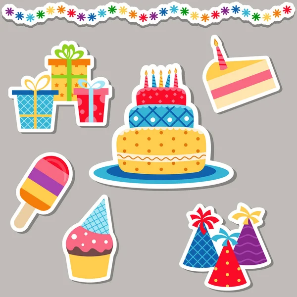 Conjunto de iconos de feliz cumpleaños — Vector de stock