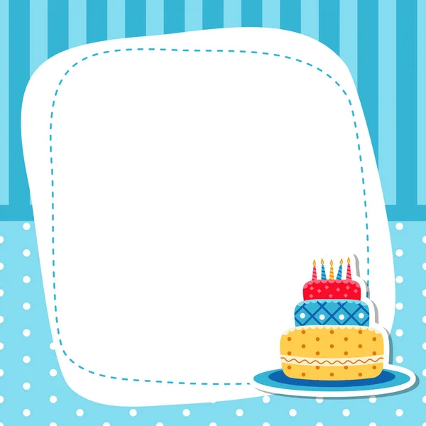 Tarjeta de felicitación con pastel de cumpleaños . — Archivo Imágenes Vectoriales