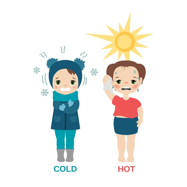 Chaud et froid fille . — Image vectorielle