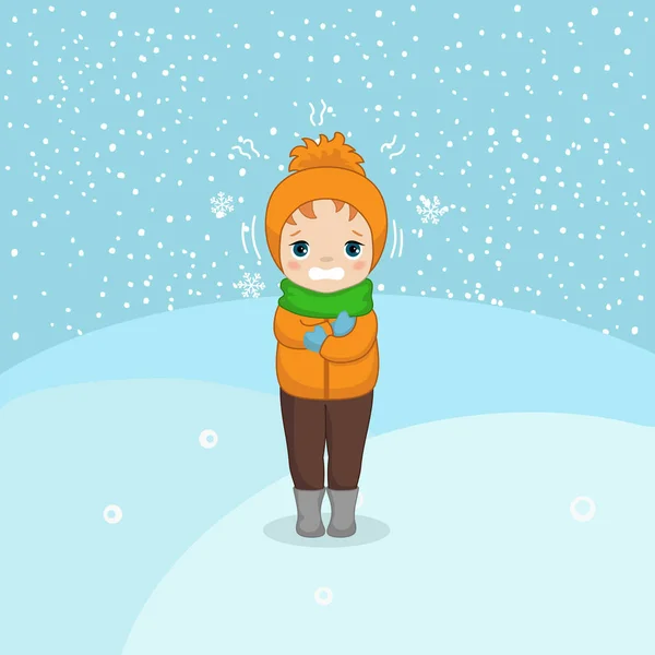 Cold weather boy. — Stock Vector