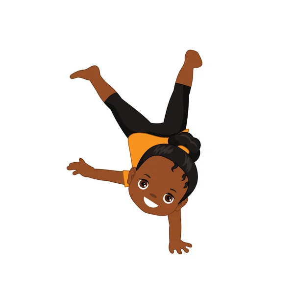 少し体操 アクロバット少女逆立ちを行います 漫画イラスト — ストックベクタ