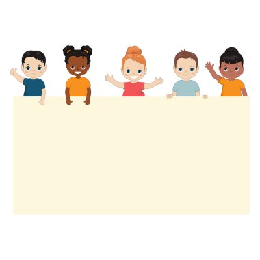 Grup metin için yer ile mutlu çocuk.