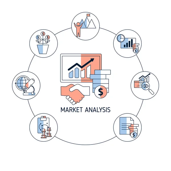 Begreppet vektor för marknadsanalys — Stock vektor