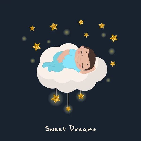 Lindo bebé durmiendo en una nube . — Archivo Imágenes Vectoriales
