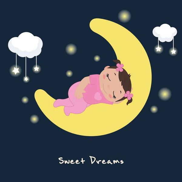 Linda niña durmiendo en una nube . — Archivo Imágenes Vectoriales