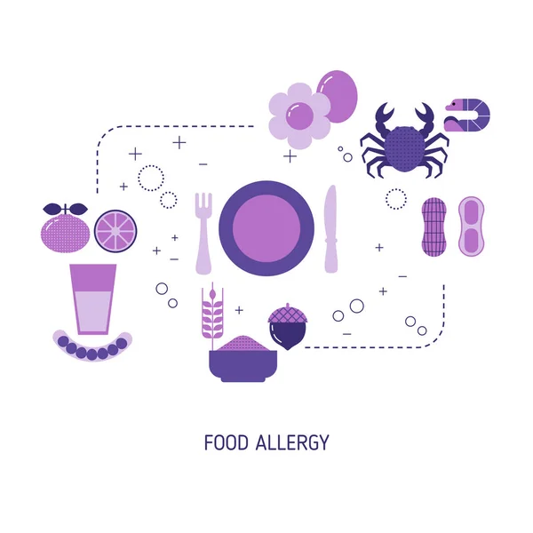 Ilustração do vetor do conceito da alergia alimentar. — Vetor de Stock