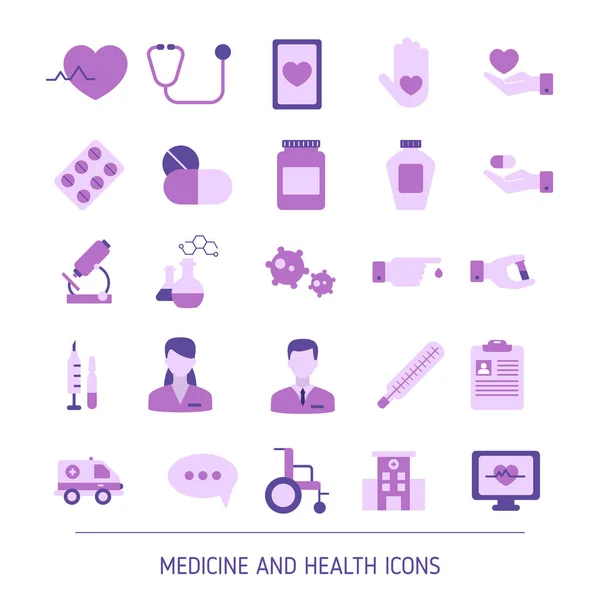 Conjunto de medicamentos e iconos de la salud — Vector de stock