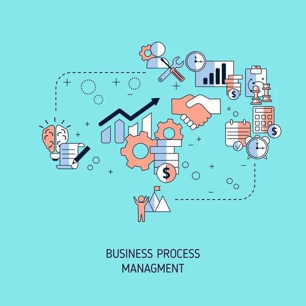 Koncepcja Zarządzania Procesami Biznesowymi Ilustracja Wektora — Wektor stockowy
