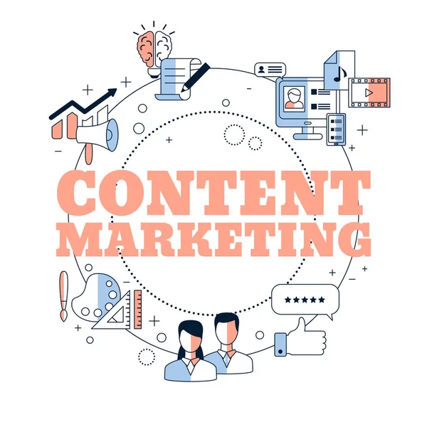 Koncepcja Content Marketingu Ikonami Ilustracja Wektora — Wektor stockowy