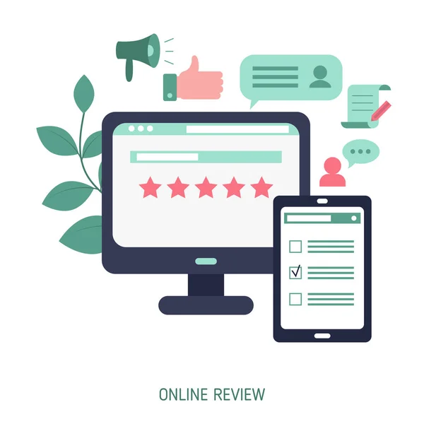 User Online Reviews Concept Trendy Flat Design — Stock Vector