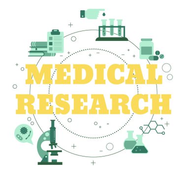 Sağlık ve tıbbi araştırma konsepti. Vektör illüstrasyonu.