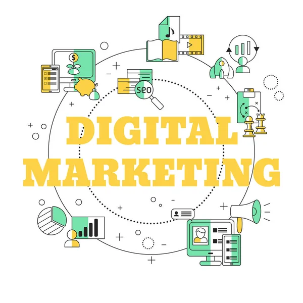 Concepto Marketing Digital Tecnologías Digitales Ilustración Vectorial — Archivo Imágenes Vectoriales