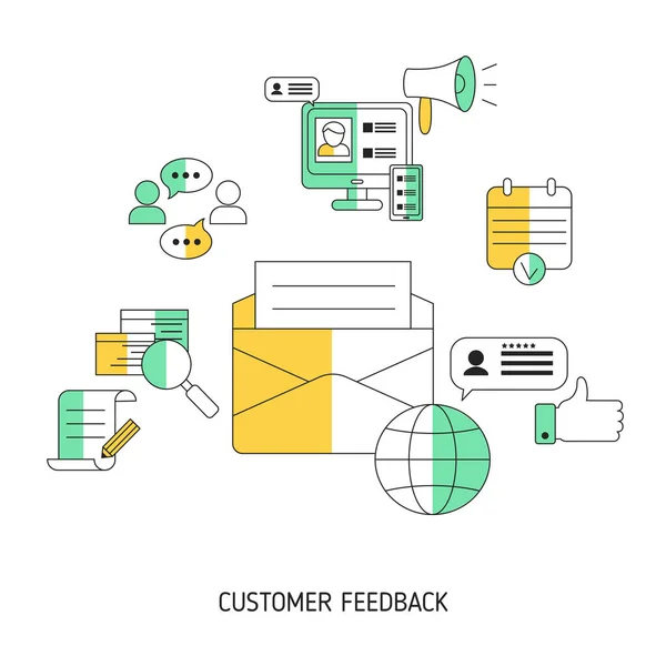 Gebruiker Online Reviews Concept Vectorillustratie — Stockvector