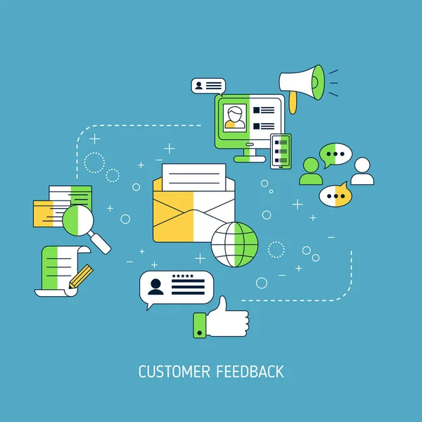 Gebruiker Online Reviews Concept Vectorillustratie — Stockvector