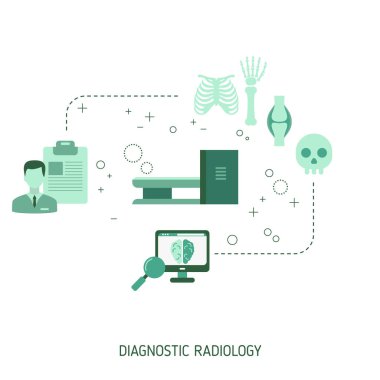Radyoloji Teşhisi. Web sitesi, uygulama, pankart vs. için vektör illüstrasyonu.