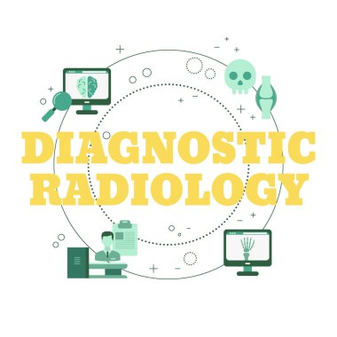 Radyoloji Teşhisi. Web sitesi, uygulama, pankart vs. için vektör illüstrasyonu.